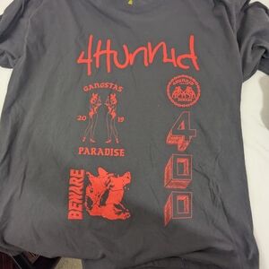 4Hunnid NWOT Men's Long Sleeve T-Shirt Streetwear Gray With Red Graphics XL